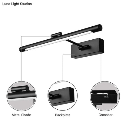 DecorBites™ Contemporary LED Tubed Vanity Wall Sconce - Black/White Acrylic Wall Lamp for Bathrooms - 16.5"/18" Wide