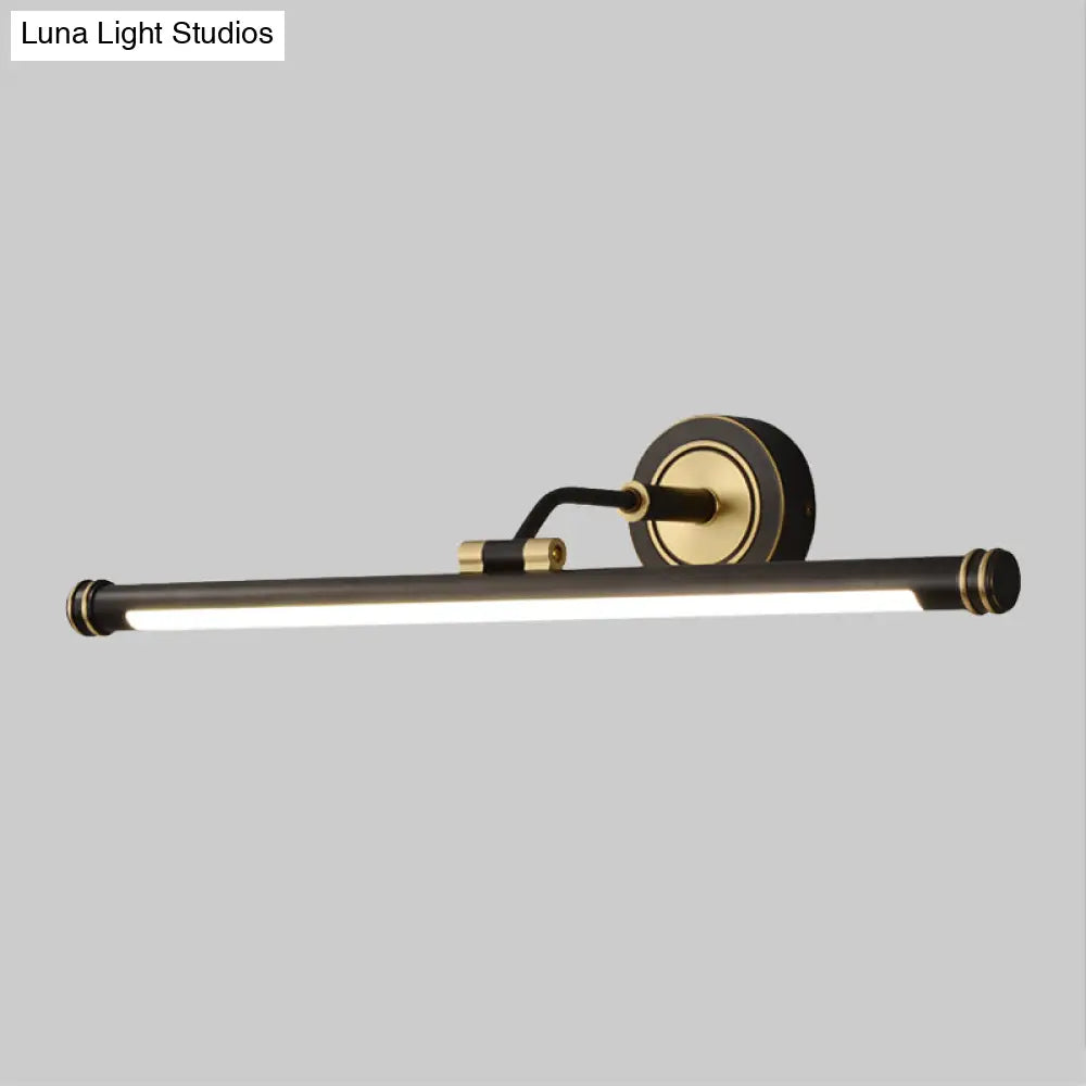DecorBites™ Contemporary LED Tubular Wall Sconce with Adjustable Arm - Black/Brass Metal Vanity Light Fixture