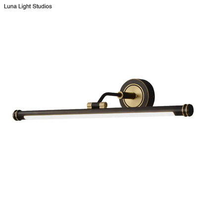 DecorBites™ Contemporary LED Tubular Wall Sconce with Adjustable Arm - Black/Brass Metal Vanity Light Fixture