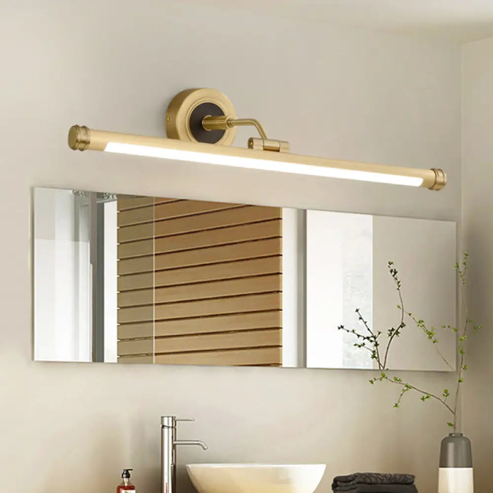 DecorBites™ Contemporary LED Tubular Wall Sconce with Adjustable Arm - Black/Brass Metal Vanity Light Fixture