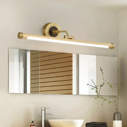 DecorBites™ Contemporary LED Tubular Wall Sconce with Adjustable Arm - Black/Brass Metal Vanity Light Fixture