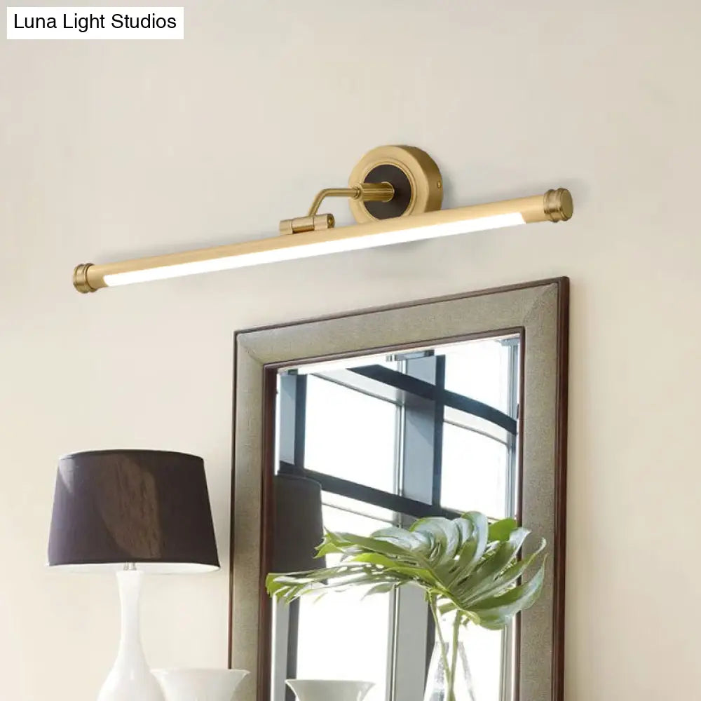DecorBites™ Contemporary LED Tubular Wall Sconce with Adjustable Arm - Black/Brass Metal Vanity Light Fixture