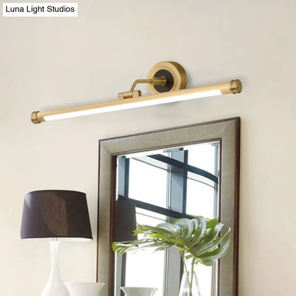 DecorBites™ Contemporary LED Tubular Wall Sconce with Adjustable Arm - Black/Brass Metal Vanity Light Fixture