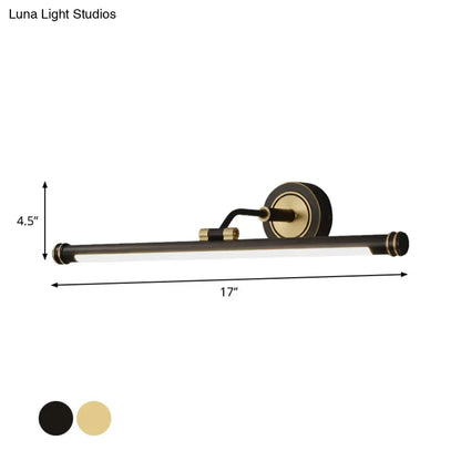 DecorBites™ Contemporary LED Tubular Wall Sconce with Adjustable Arm - Black/Brass Metal Vanity Light Fixture