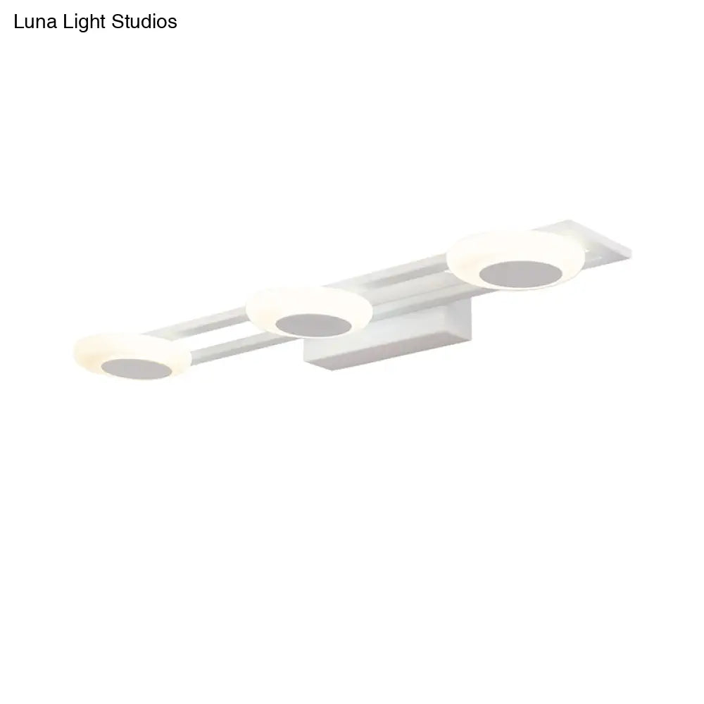 DecorBites™ Contemporary LED Vanity Sconce: White Round Acrylic Wall Mounted Light, 3 Lights