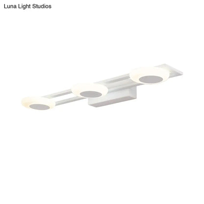 DecorBites™ Contemporary LED Vanity Sconce: White Round Acrylic Wall Mounted Light, 3 Lights