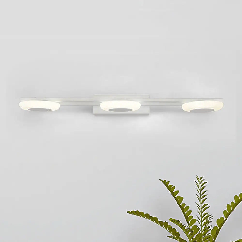 DecorBites™ Contemporary LED Vanity Sconce: White Round Acrylic Wall Mounted Light, 3 Lights