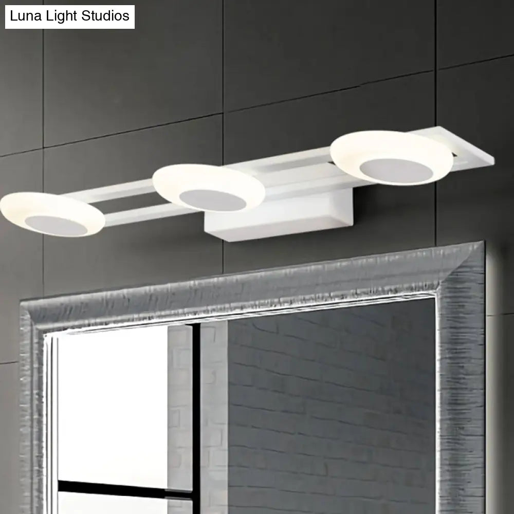 DecorBites™ Contemporary LED Vanity Sconce: White Round Acrylic Wall Mounted Light, 3 Lights