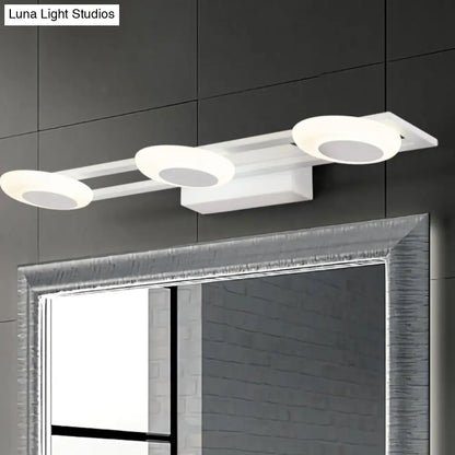 DecorBites™ Contemporary LED Vanity Sconce: White Round Acrylic Wall Mounted Light, 3 Lights