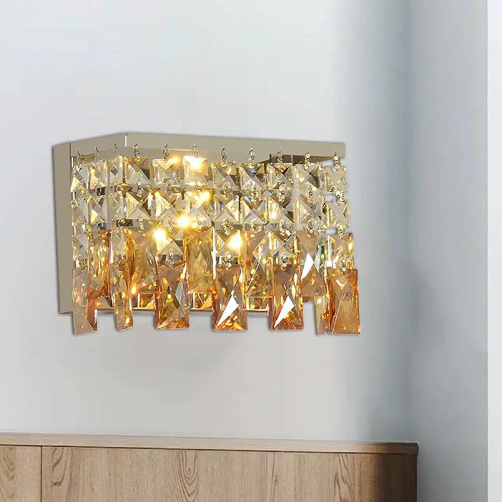 DecorBites™ Contemporary LED Wall Lamp with Amber Crystal Shade - Perfect for Corridors