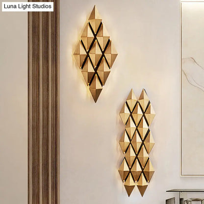 DecorBites™ Contemporary LED Wall Lamp with Metallic Gold Diamond Shade - Warm/White Light, 23"/31" Width
