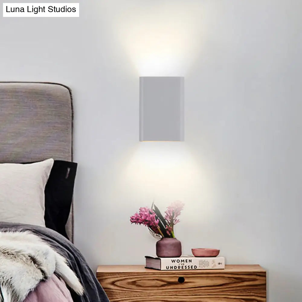 DecorBites™ Contemporary LED Wall Mount Lamp - Black/White Cube Shade, Metallic Finish - Ideal for Bedside with Warm/White Lighting
