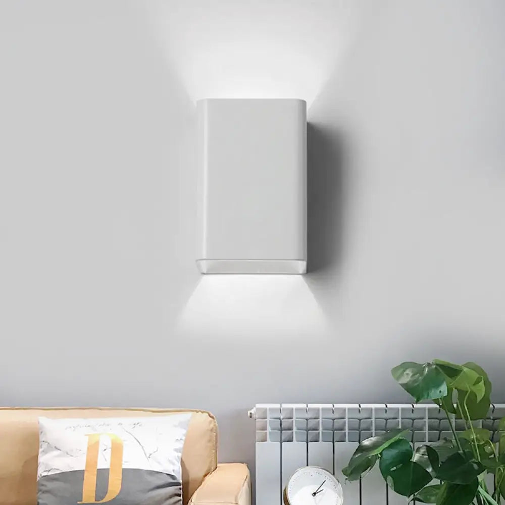 DecorBites™ Contemporary LED Wall Mount Lamp - Black/White Cube Shade, Metallic Finish - Ideal for Bedside with Warm/White Lighting