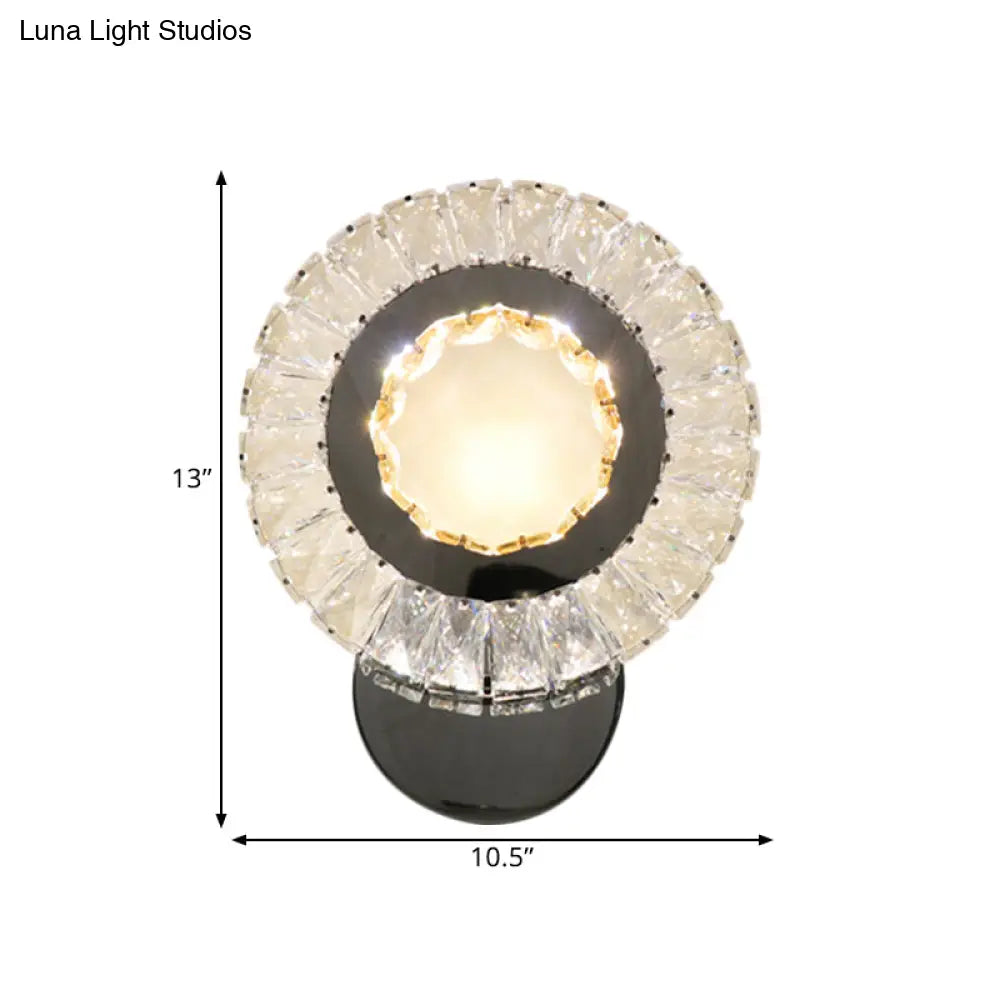 DecorBites™ Contemporary LED Wall Mount Lamp with Clear Rectangular-Cut Crystals for Sleeping Room