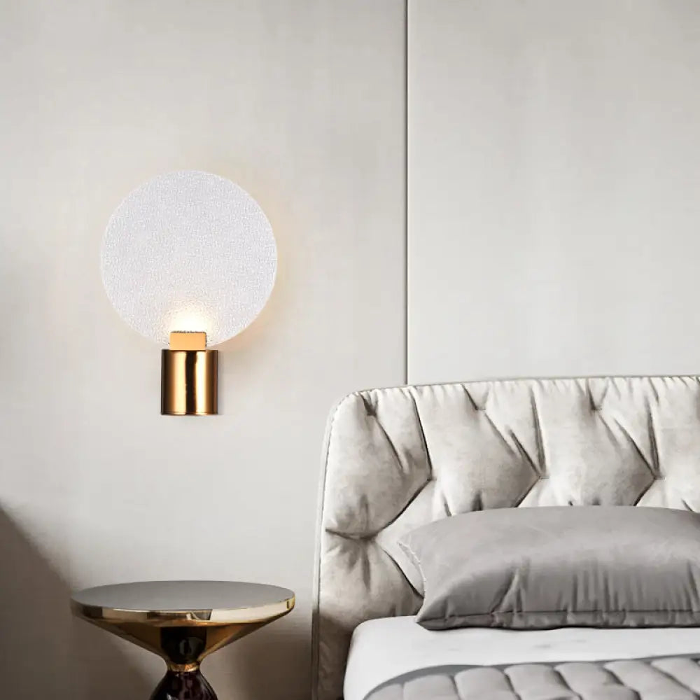 DecorBites™ Contemporary LED Wall Mounted Lamp - Gold Round Design with Bubble Glass Shade