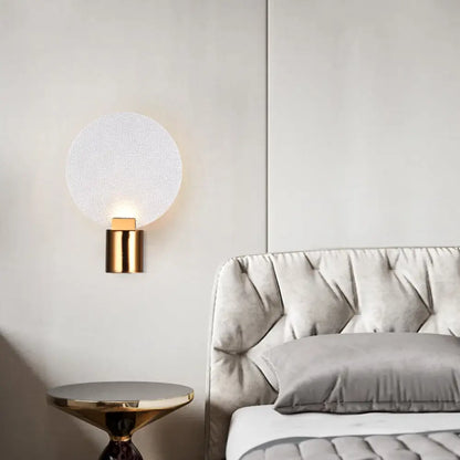 DecorBites™ Contemporary LED Wall Mounted Lamp - Gold Round Design with Bubble Glass Shade