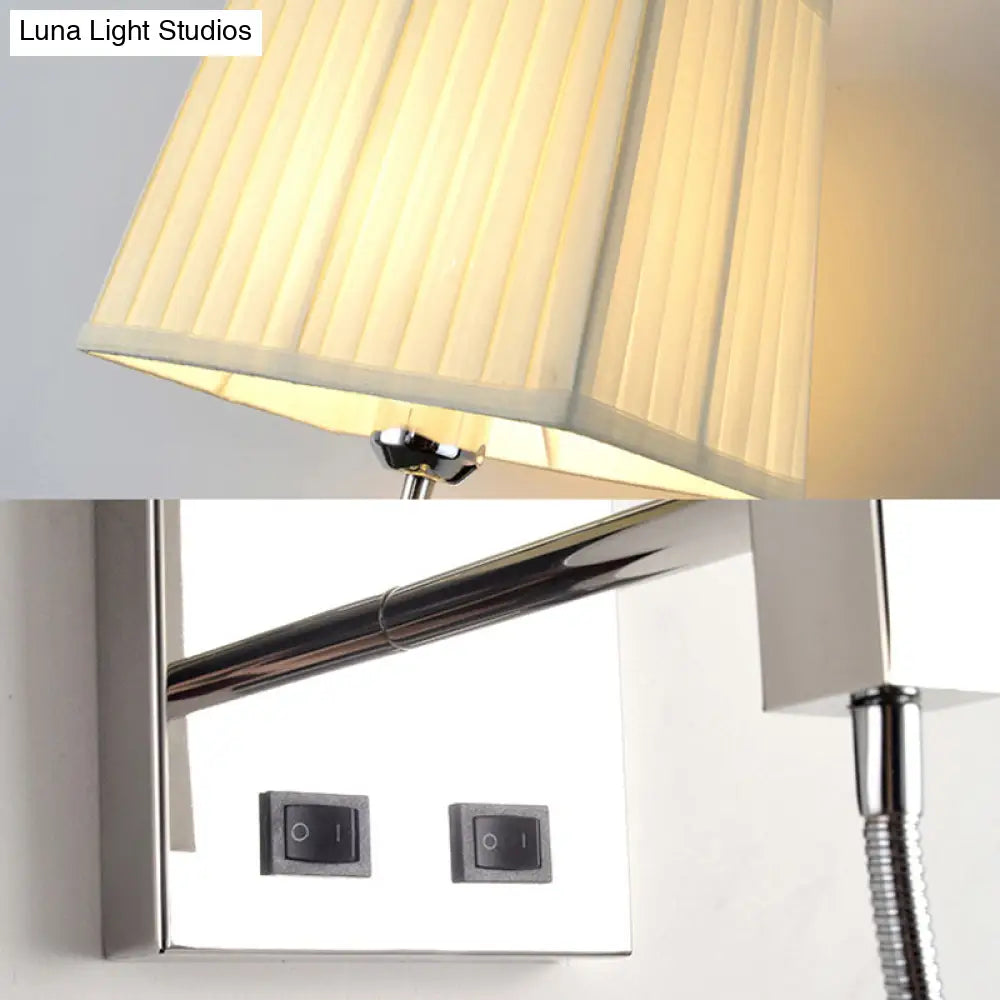 DecorBites™ Contemporary LED Wall Sconce in Chrome for Living Room - Tapered Fabric Design