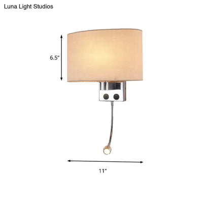 DecorBites™ Contemporary LED Wall Sconce with Fabric Shade - Chrome/Champagne Oval Mount Light