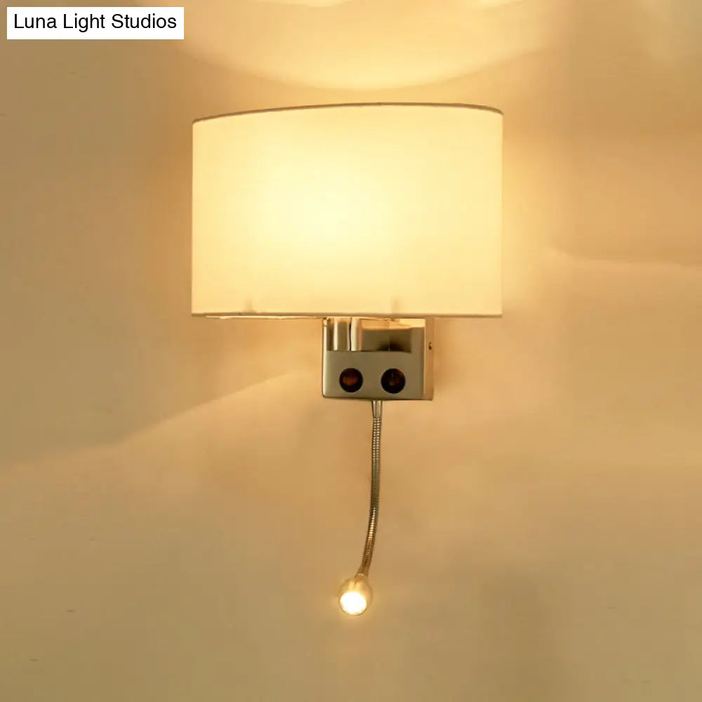 DecorBites™ Contemporary LED Wall Sconce with Fabric Shade - Chrome/Champagne Oval Mount Light