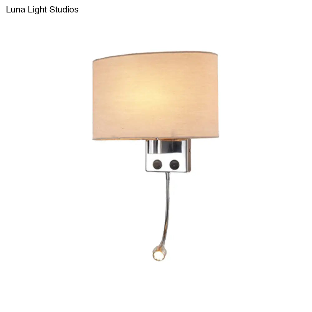 DecorBites™ Contemporary LED Wall Sconce with Fabric Shade - Chrome/Champagne Oval Mount Light