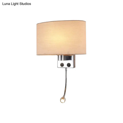 DecorBites™ Contemporary LED Wall Sconce with Fabric Shade - Chrome/Champagne Oval Mount Light