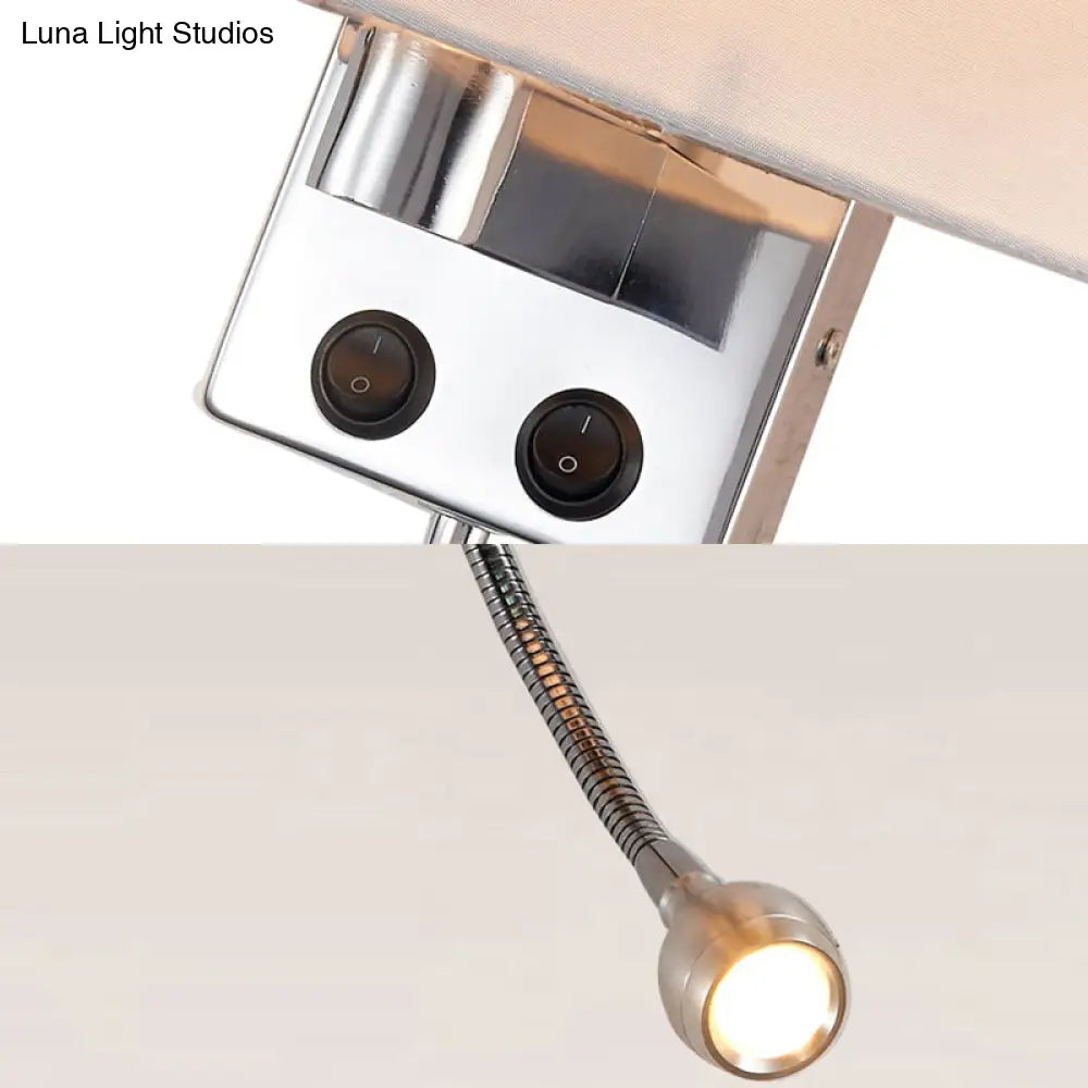 DecorBites™ Contemporary LED Wall Sconce with Fabric Shade - Chrome/Champagne Oval Mount Light
