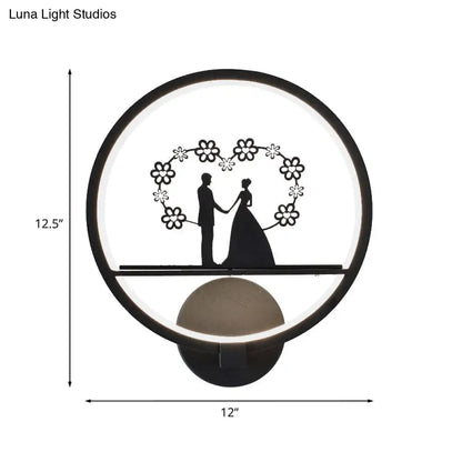 Contemporary lover black circular led wall sconce bedroom wired electric