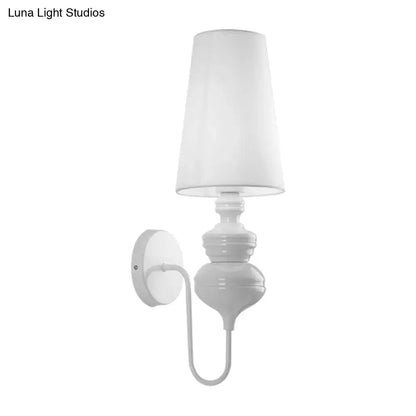 Contemporary matte black wall mount light bedroom fabric sconce