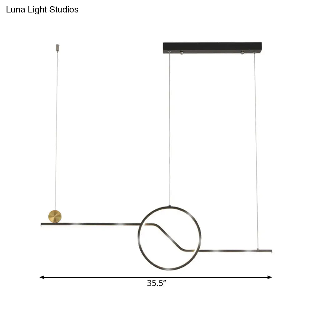 DecorBites™ Contemporary Metal Ceiling Light with LED Island Pendant in Black for Dining Room, Warm/White Light