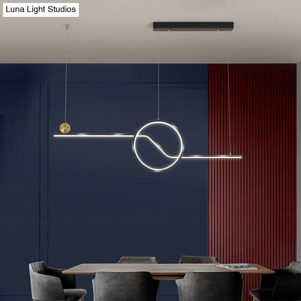 DecorBites™ Contemporary Metal Ceiling Light with LED Island Pendant in Black for Dining Room, Warm/White Light