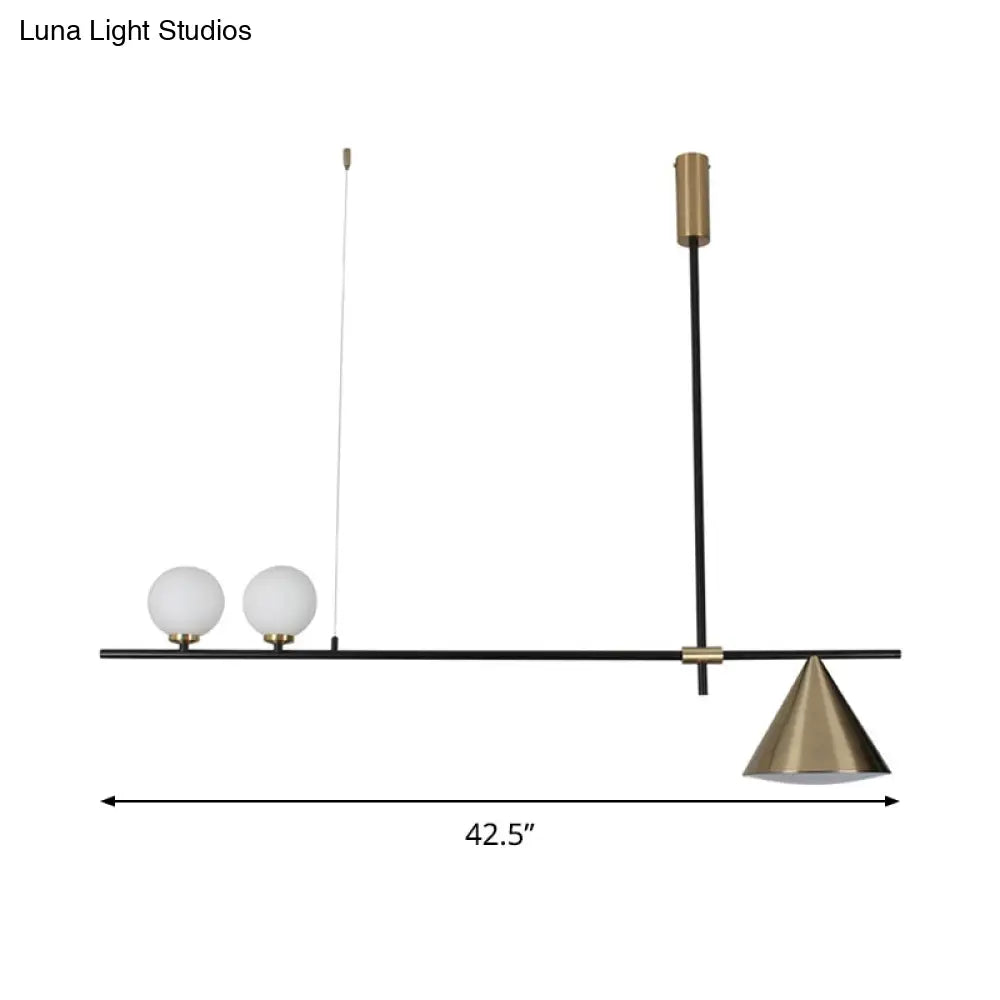 DecorBites™ Contemporary Metal Cone Island Light with 3 Heads and Gold/Black Finish for Dining Room Ceiling