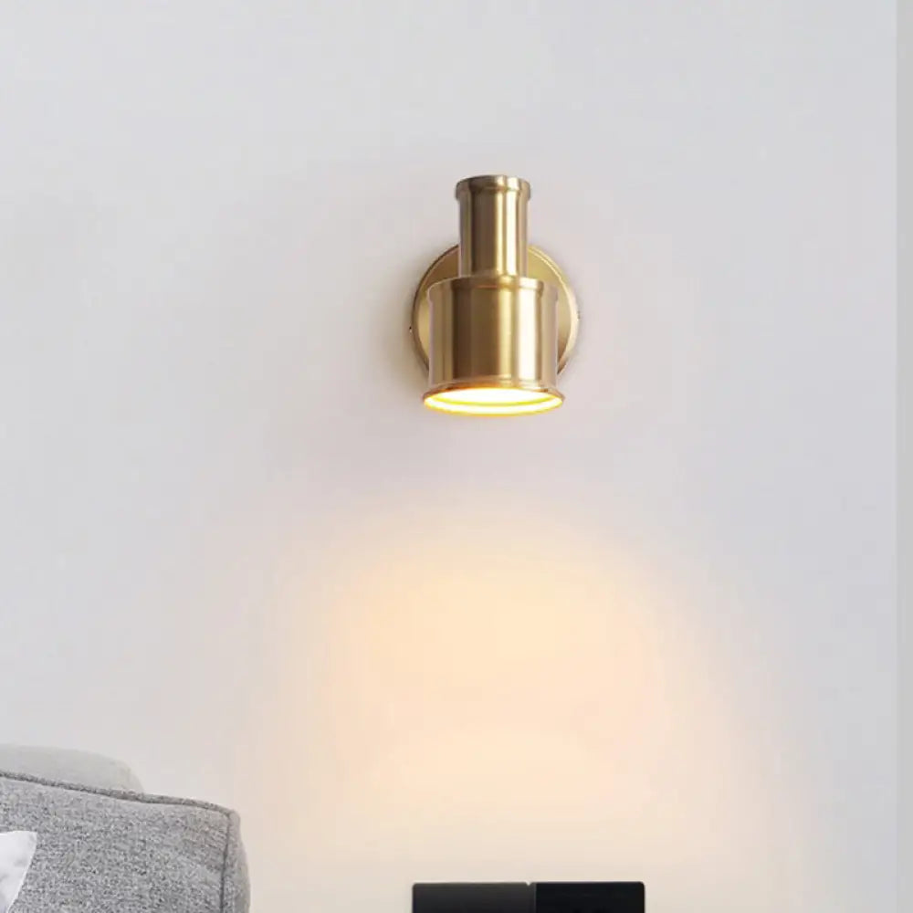 DecorBites™ Contemporary Metal Cylinder Wall Sconce Lighting - Gold 1-Head Wall Light for Bedroom