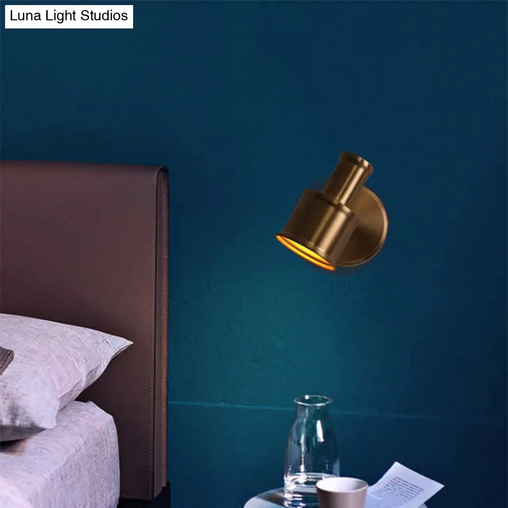 DecorBites™ Contemporary Metal Cylinder Wall Sconce Lighting - Gold 1-Head Wall Light for Bedroom