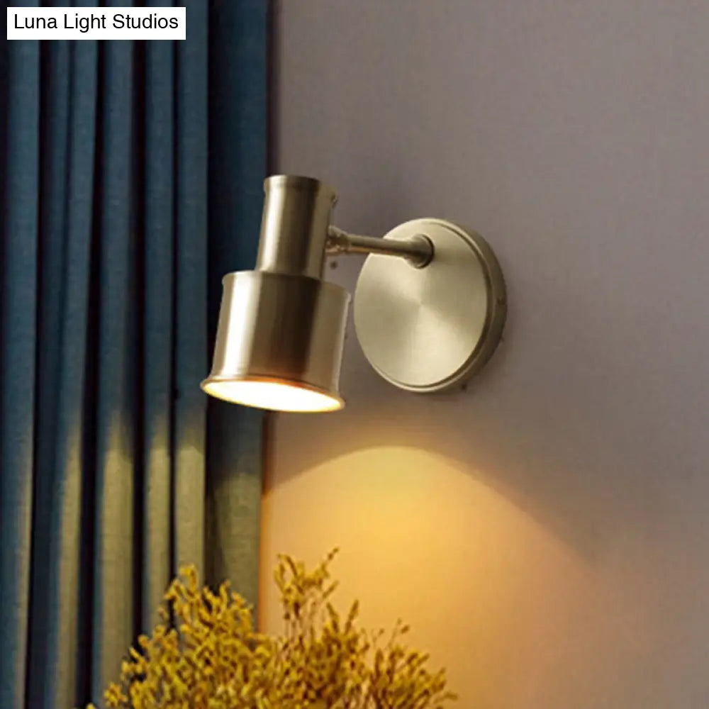 DecorBites™ Contemporary Metal Cylinder Wall Sconce Lighting - Gold 1-Head Wall Light for Bedroom