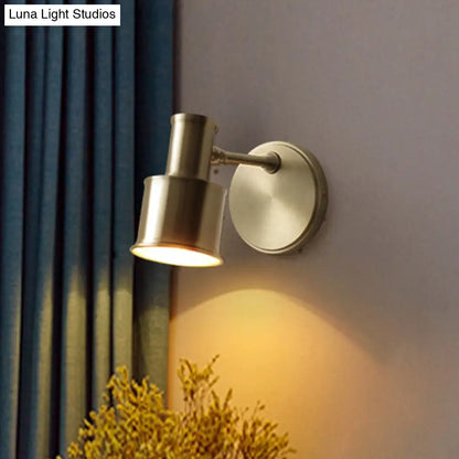 DecorBites™ Contemporary Metal Cylinder Wall Sconce Lighting - Gold 1-Head Wall Light for Bedroom