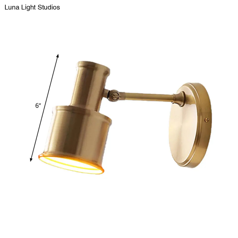 DecorBites™ Contemporary Metal Cylinder Wall Sconce Lighting - Gold 1-Head Wall Light for Bedroom