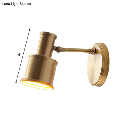 DecorBites™ Contemporary Metal Cylinder Wall Sconce Lighting - Gold 1-Head Wall Light for Bedroom