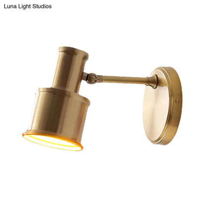 DecorBites™ Contemporary Metal Cylinder Wall Sconce Lighting - Gold 1-Head Wall Light for Bedroom