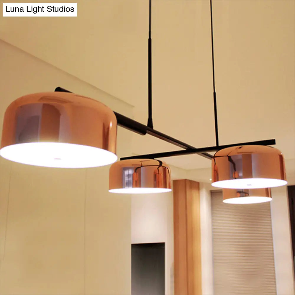 DecorBites™ Contemporary Metal Drum Island Lamp - 4-Head Copper Ceiling Light for Dining Room
