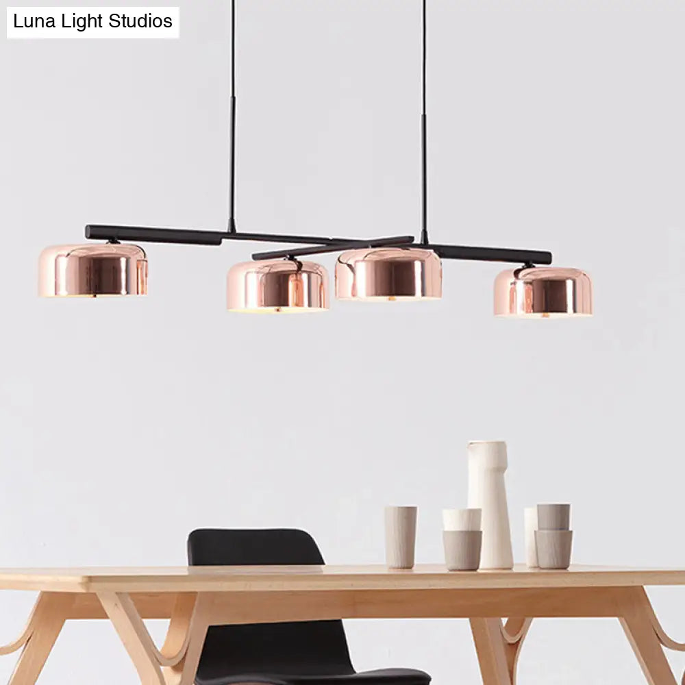 DecorBites™ Contemporary Metal Drum Island Lamp - 4-Head Copper Ceiling Light for Dining Room