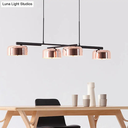 DecorBites™ Contemporary Metal Drum Island Lamp - 4-Head Copper Ceiling Light for Dining Room