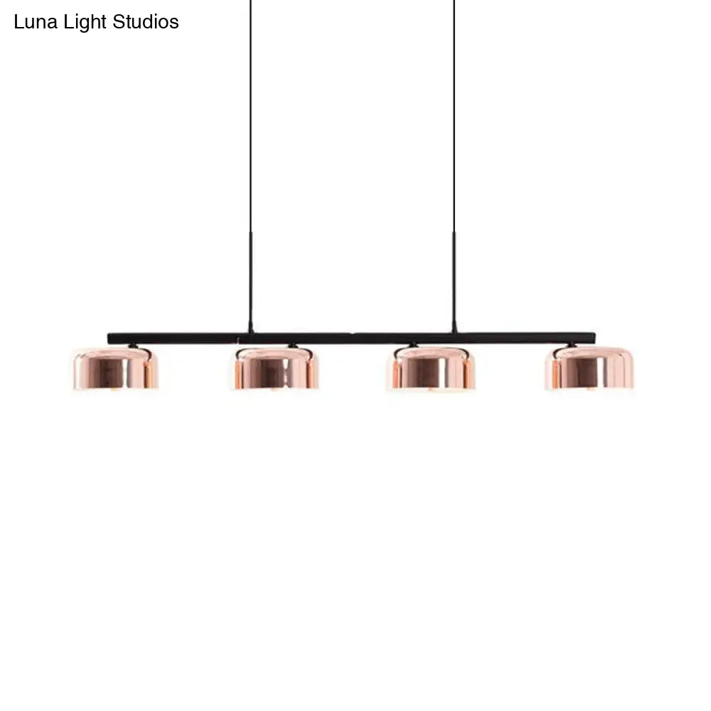 DecorBites™ Contemporary Metal Drum Island Lamp - 4-Head Copper Ceiling Light for Dining Room