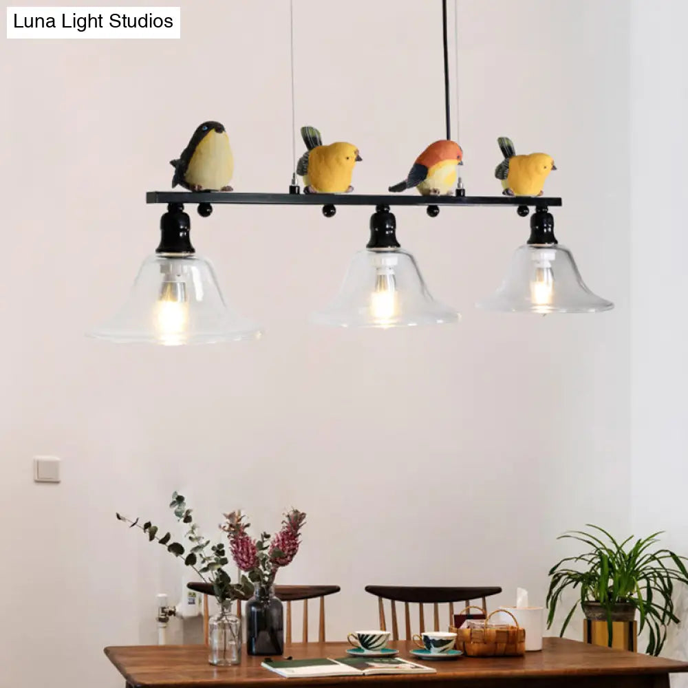 DecorBites™ Contemporary Metal Island Pendant Lighting with Cone Glass Shades - Set of 3 Lights