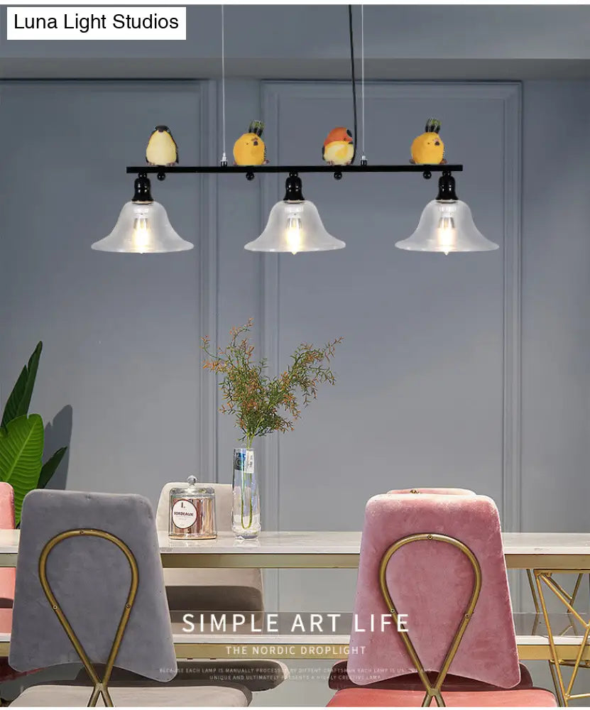 DecorBites™ Contemporary Metal Island Pendant Lighting with Cone Glass Shades - Set of 3 Lights