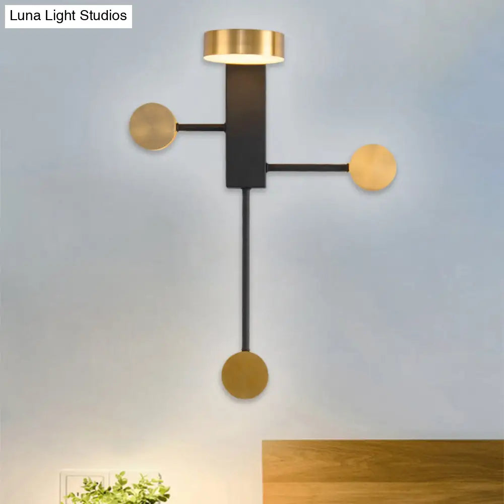 DecorBites™ Contemporary Metal LED Circular Wall Sconce - Black, Warm/White Light