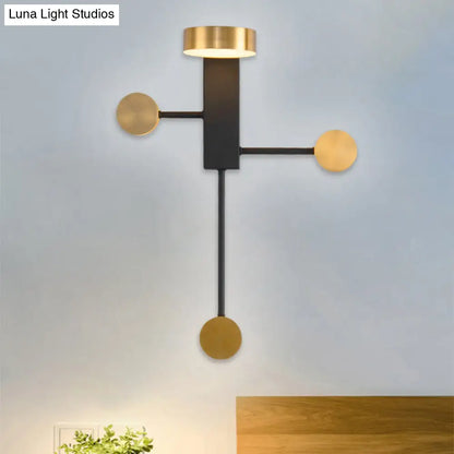 DecorBites™ Contemporary Metal LED Circular Wall Sconce - Black, Warm/White Light