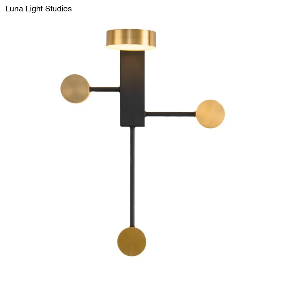 DecorBites™ Contemporary Metal LED Circular Wall Sconce - Black, Warm/White Light
