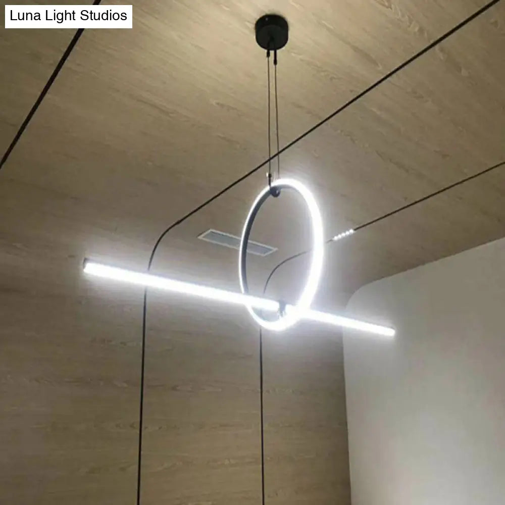 DecorBites™ Contemporary Metal LED Hanging Pendant Light for Offices - Black