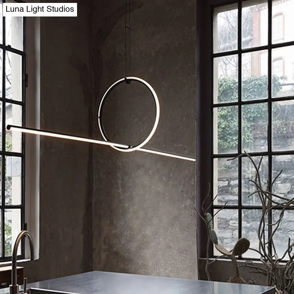 DecorBites™ Contemporary Metal LED Hanging Pendant Light for Offices - Black