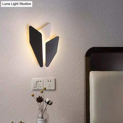 DecorBites™ Contemporary Metal LED Wall Sconce in Black- Warm/White Light